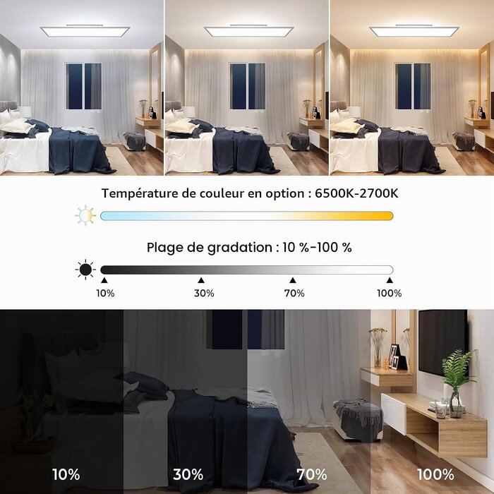 Plafonnier LED 120x30 cm Dimmable avec télécommande - Jusqu'à -34%
