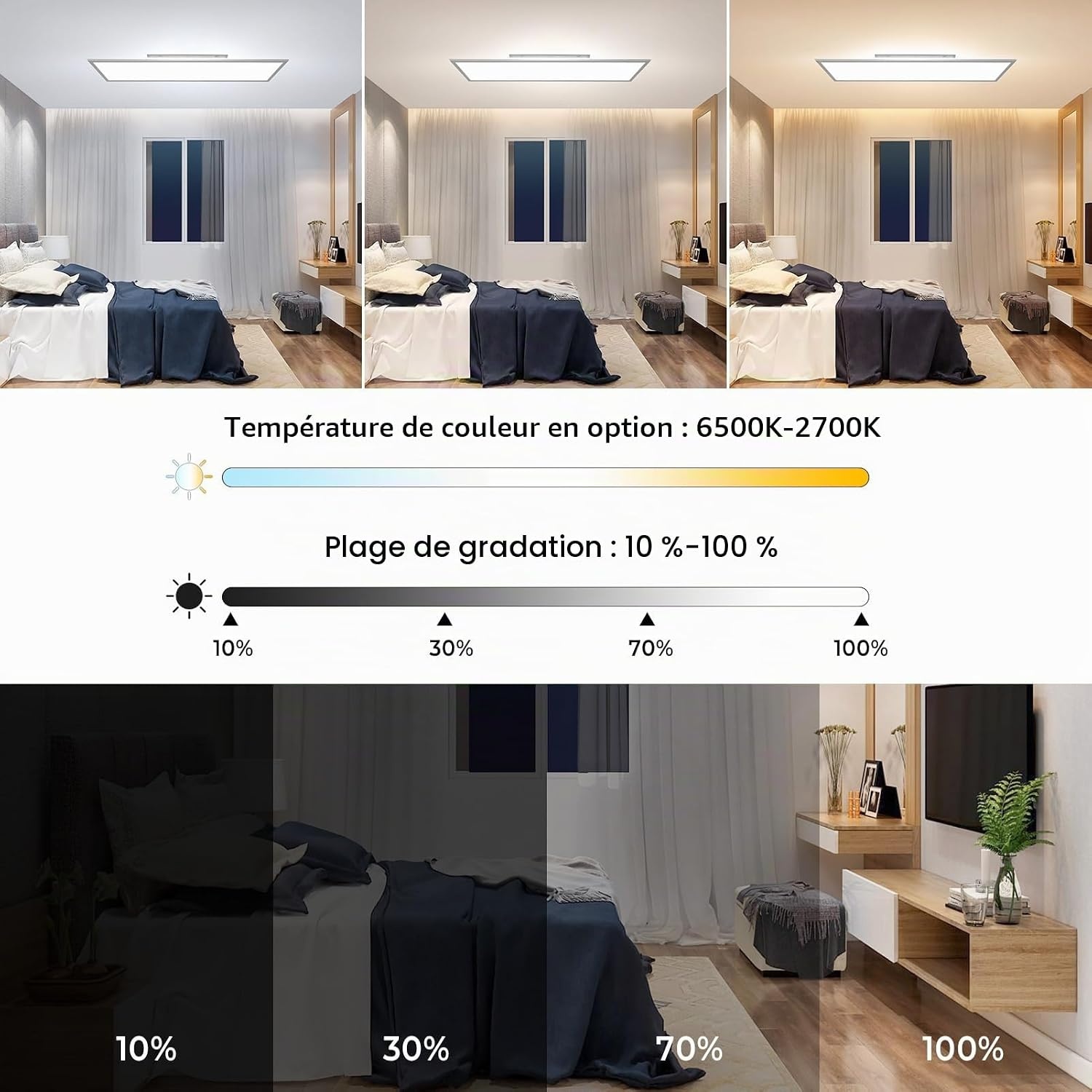 Plafonnier LED 120x30 cm Dimmable avec télécommande - Jusqu'à -34%