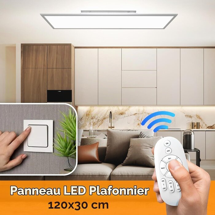 Plafonnier LED 120x30 cm Dimmable avec télécommande - Jusqu'à -34%