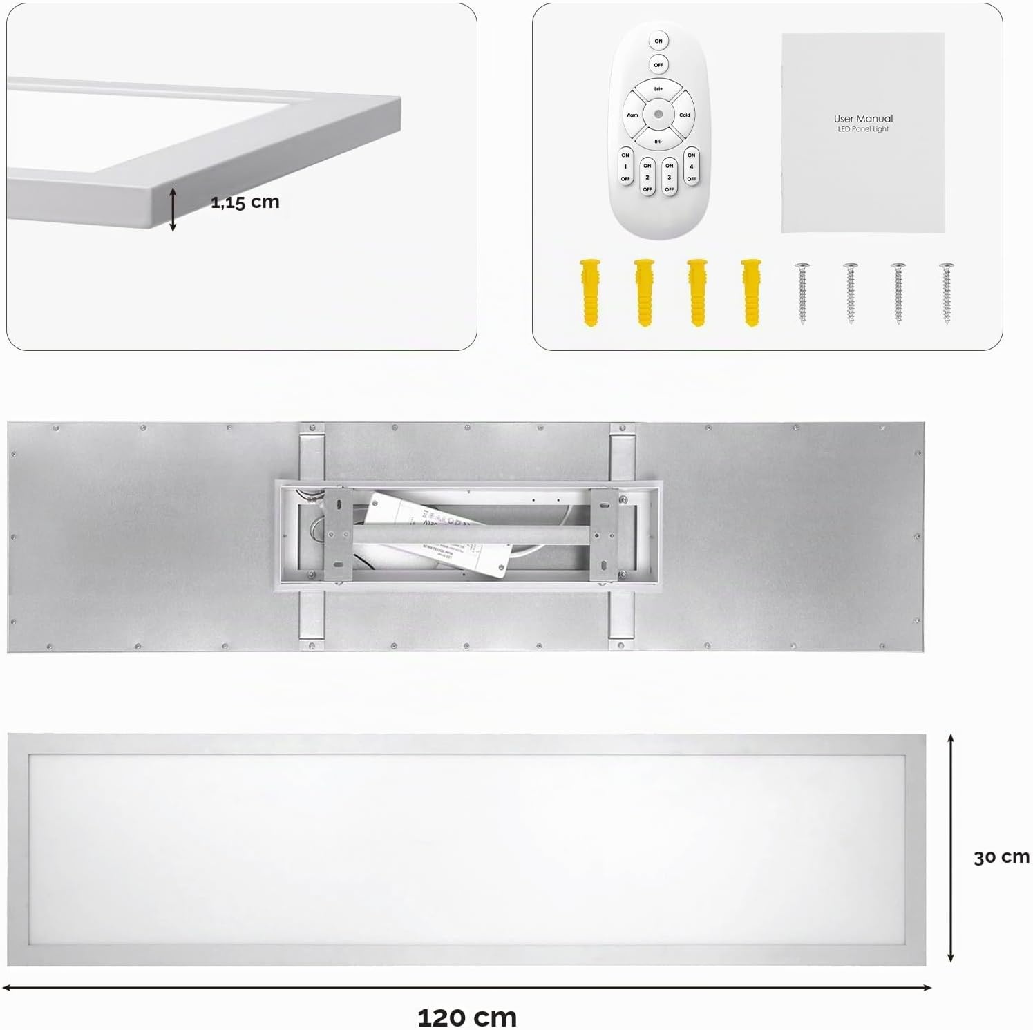Plafonnier LED 120x30 cm Dimmable avec télécommande - Jusqu'à -34%
