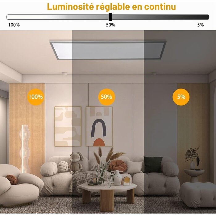 Panneau LED 100x25cm Dimmable & CCT - Jusqu'à 34% de remise
