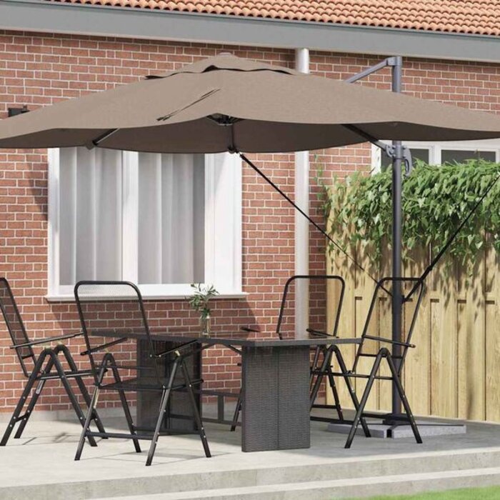 Vidaxl Parasol déporté taupe 351x260cm - Aluminium - Jusqu'à -35%