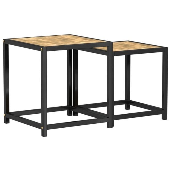 Vidaxl Lot de 2 tables basses gigognes MDF noir et jaune - Jusqu'à -32%