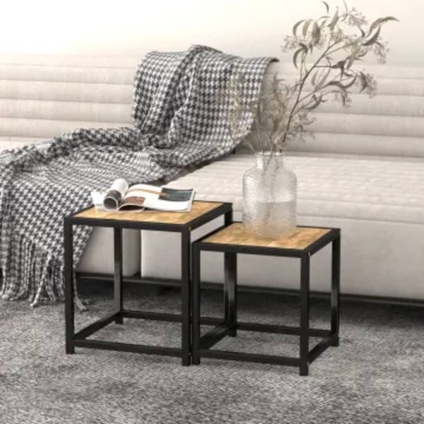 Vidaxl Lot de 2 tables basses gigognes MDF noir et jaune - Jusqu'à -32%