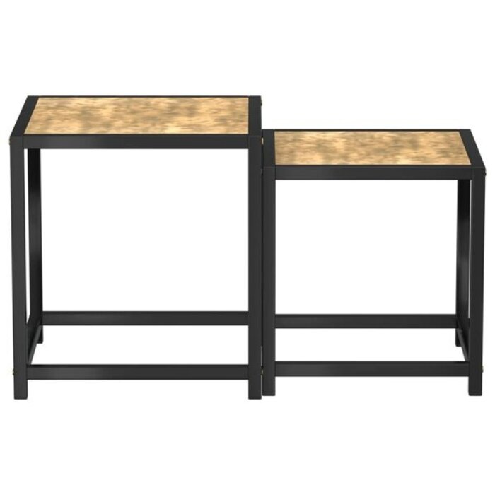 Vidaxl Lot de 2 tables basses gigognes MDF noir et jaune - Jusqu'à -32%