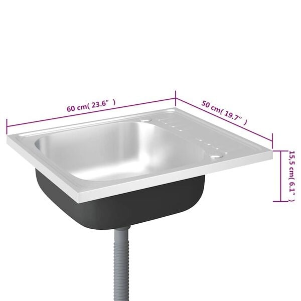 Vidaxl Évier de cuisine en inox réversible 600x500 - Jusqu'à 34% de remise