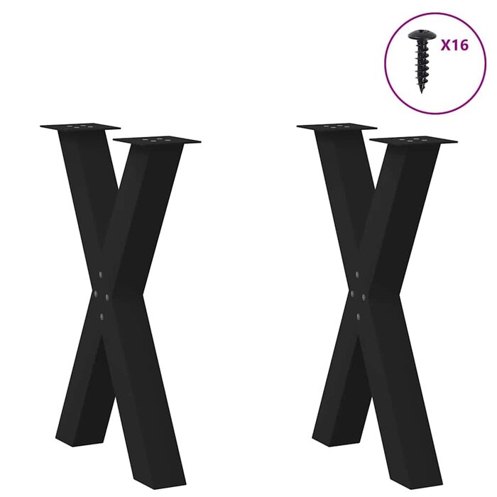 Vidaxl Pieds de table en acier forme X 72 cm - Lot de 2 - Jusqu'à -34%