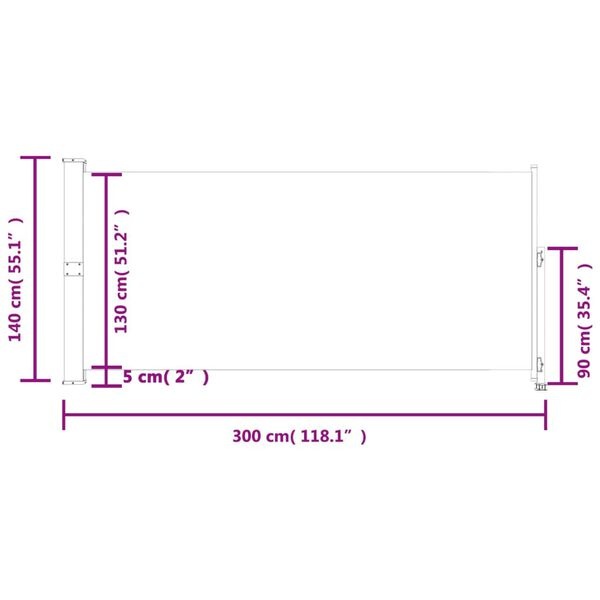Paravent rétractable pour jardin 140x300 cm - Crème - 77% de remise