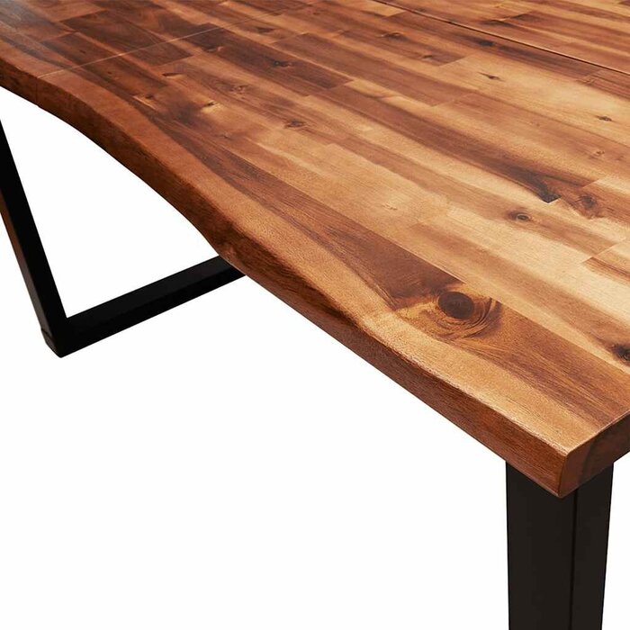 Table à manger bois d'acacia 160cm - Bord naturel - 40% de remise