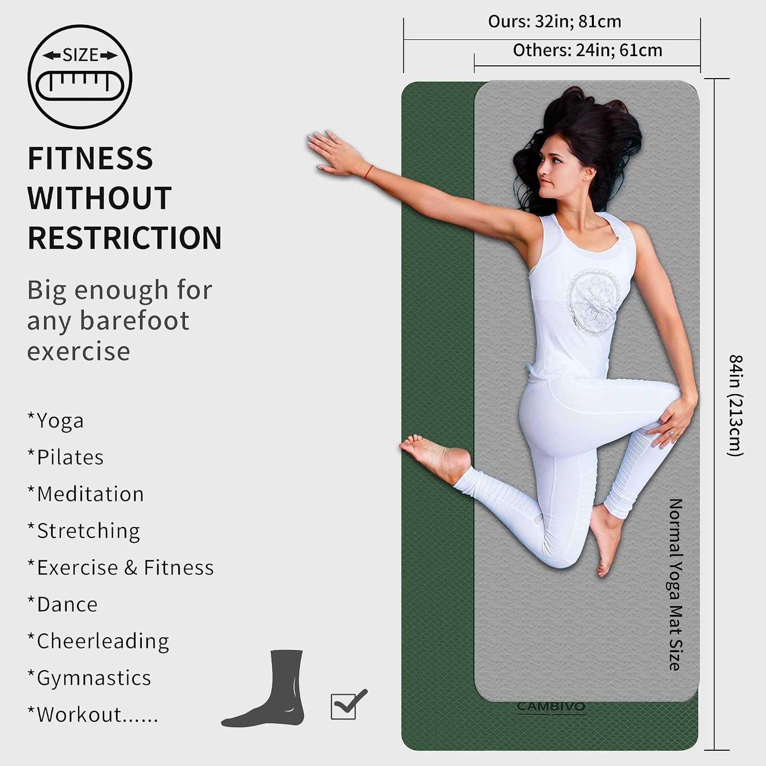 Tapis de yoga XL 213x81cm TPE antidérapant - 40% de remise