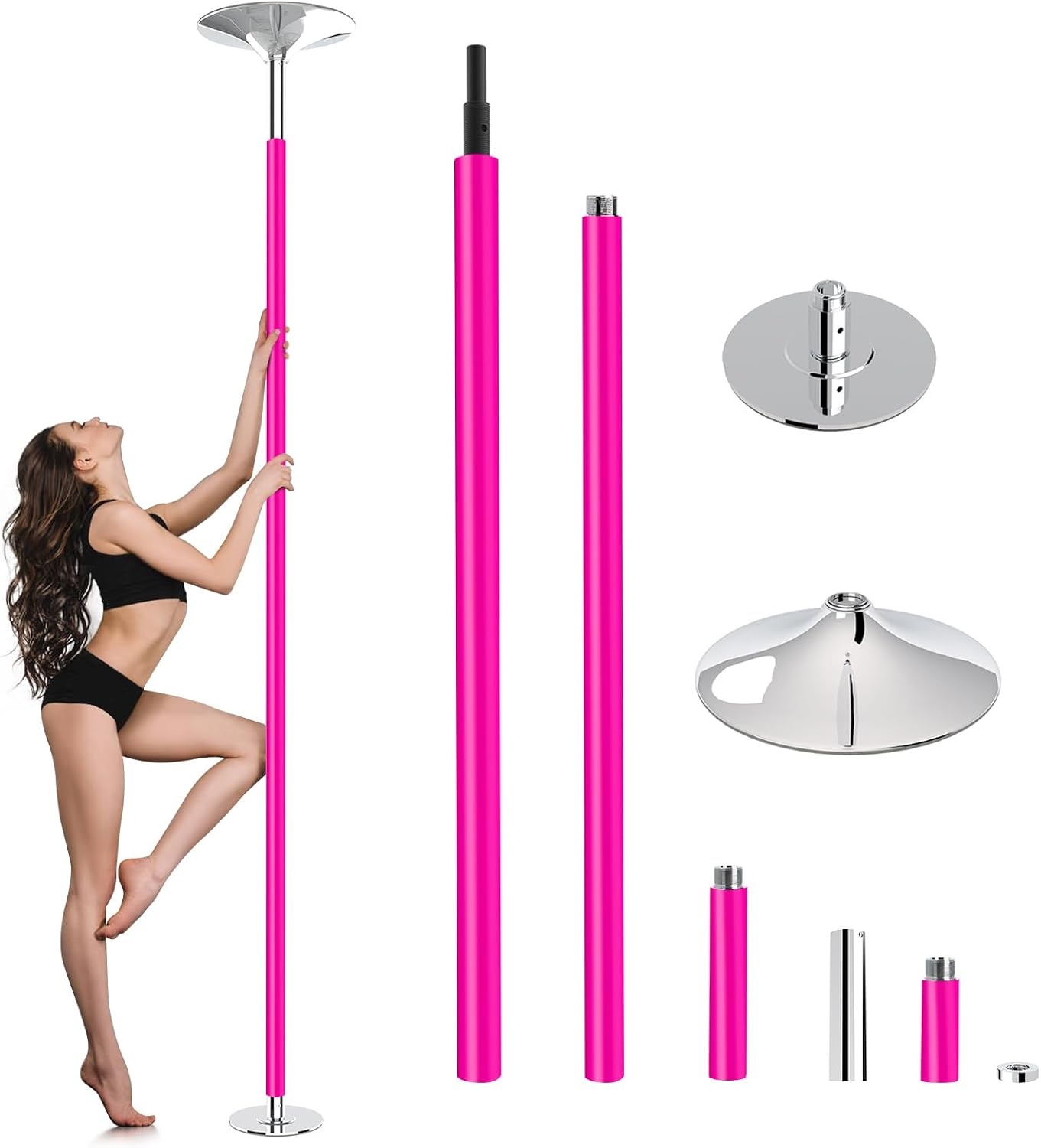 Barre de danse rotative rose - 52% de remise - Acier chromé 200 kg