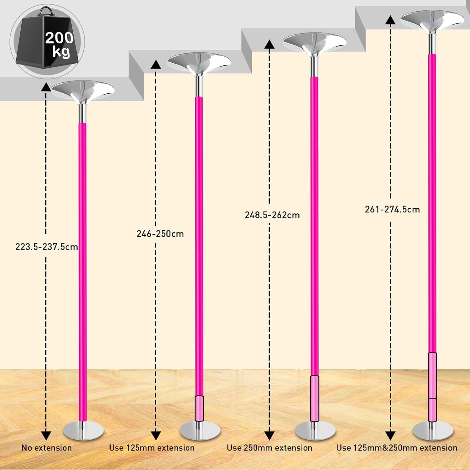 Barre de danse rotative rose - 52% de remise - Acier chromé 200 kg