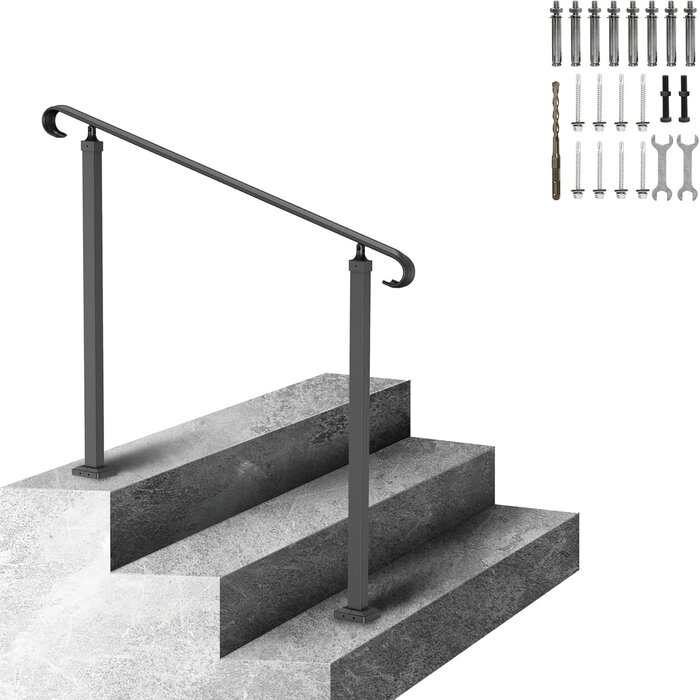 Rampe d'escalier en fer forgé 60 cm - Noir - 40% de remise