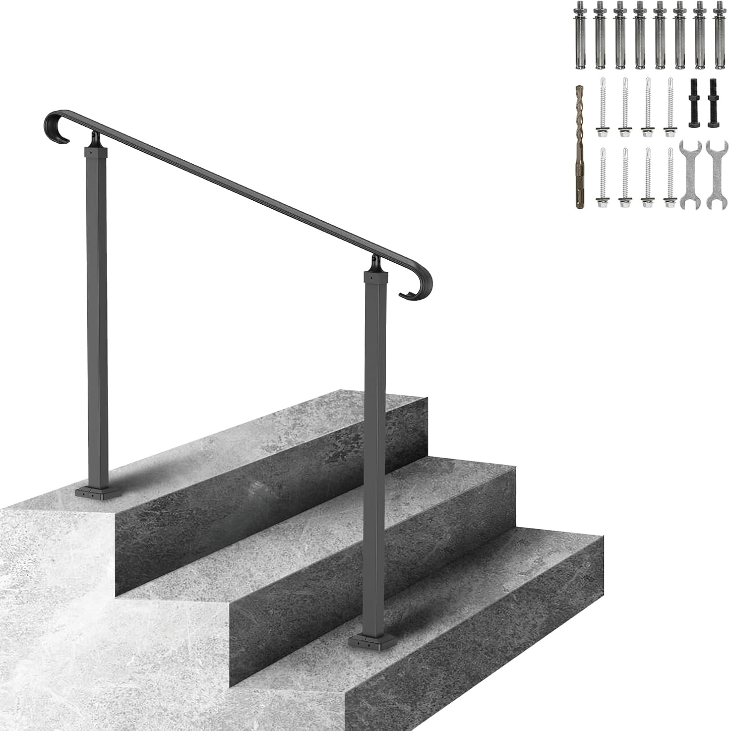 Rampe d'escalier en fer forgé 60 cm - Noir - 40% de remise