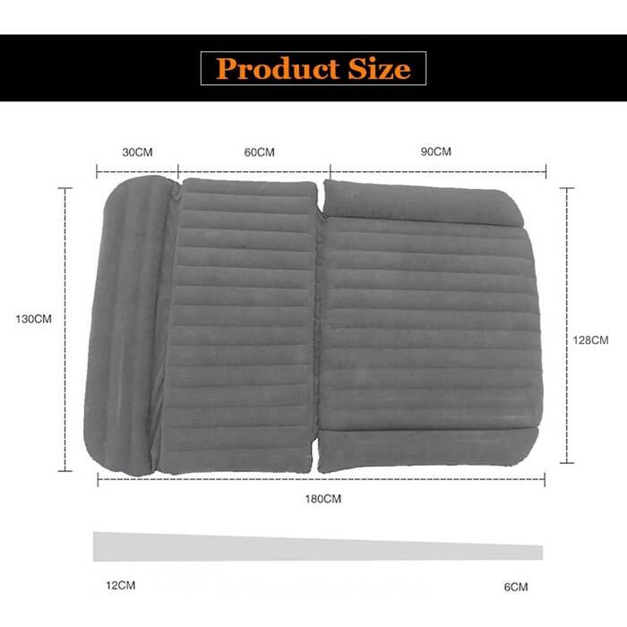 Matelas gonflable voiture et camping - 180 x 128 cm - Gris - 29% de remise