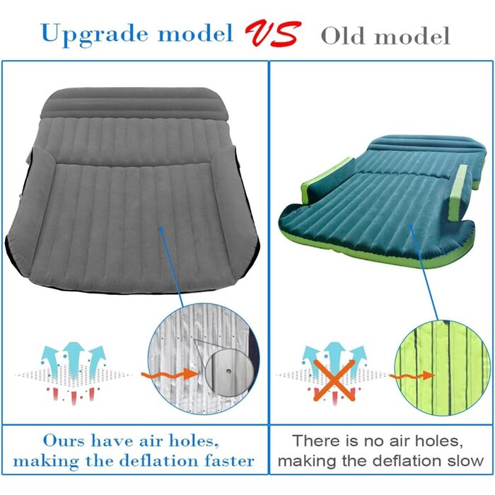 Matelas gonflable voiture et camping - 180 x 128 cm - Gris - 29% de remise