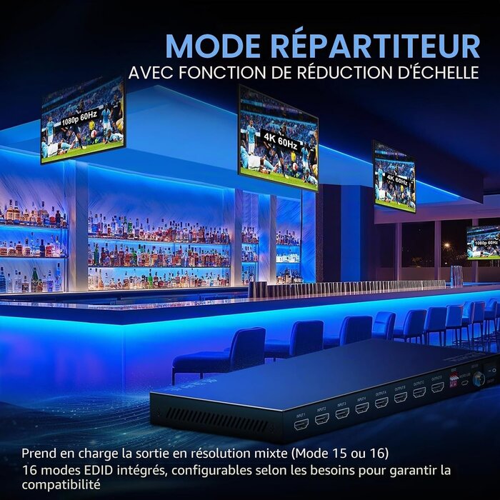 Matrice HDMI 4x4 4K 60Hz avec ARC et Extracteur Audio - 30% de remise