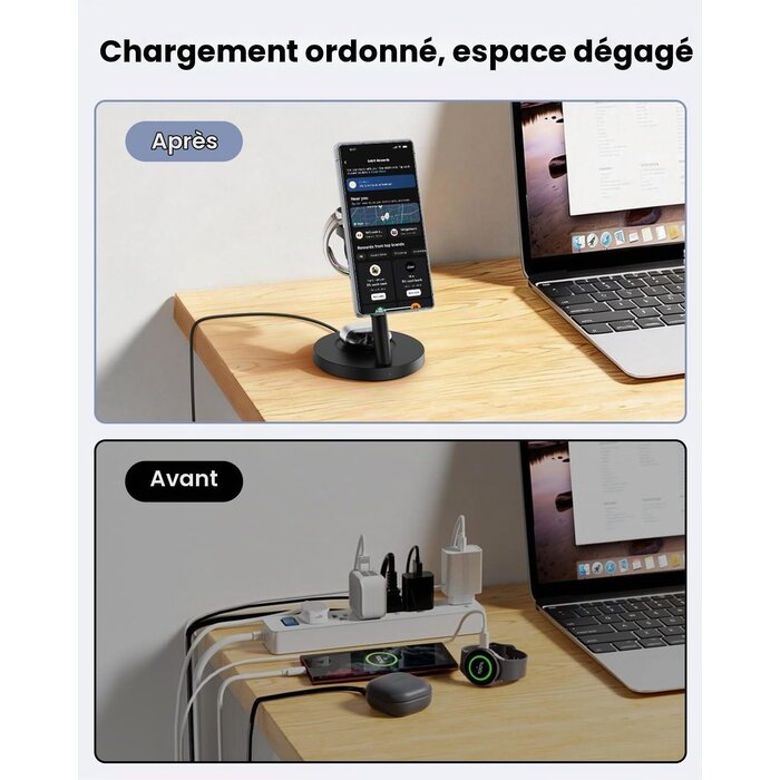 Station de charge magnétique 4-en-1 25W - Noir - 43% de remise