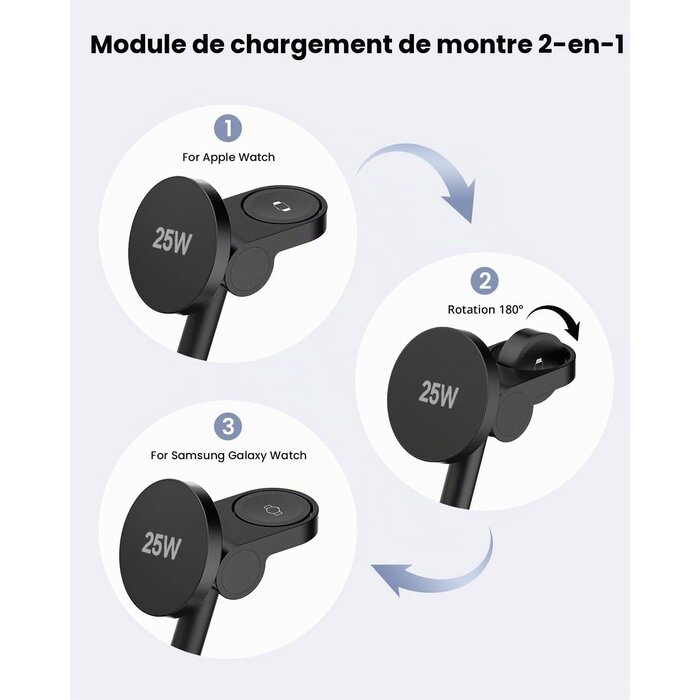 Station de charge magnétique 4-en-1 25W - Noir - 43% de remise