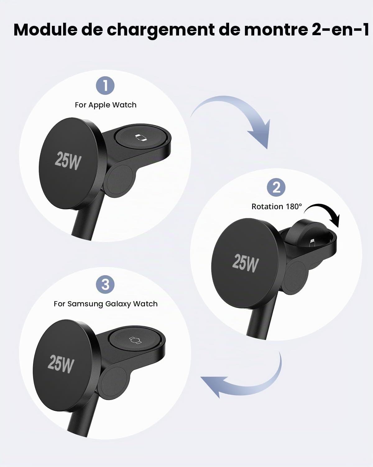 Station de charge magnétique 4-en-1 25W - Noir - 43% de remise