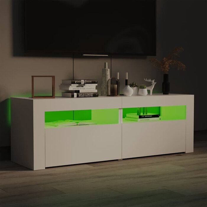 Meuble TV moderne LED 120 cm blanc - 62% de remise