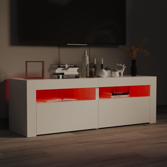 Meuble TV moderne LED 120 cm blanc - 62% de remise