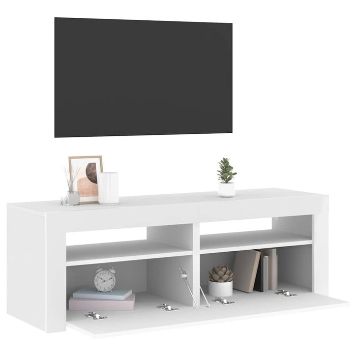 Meuble TV moderne LED 120 cm blanc - 62% de remise