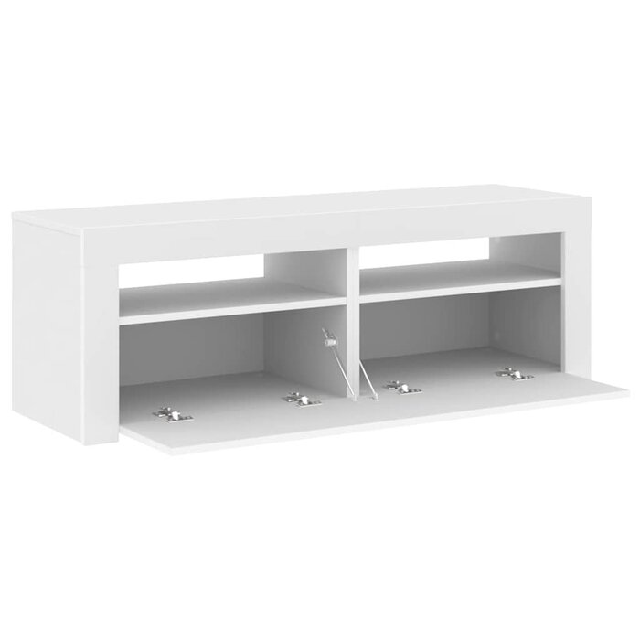 Meuble TV moderne LED 120 cm blanc - 62% de remise