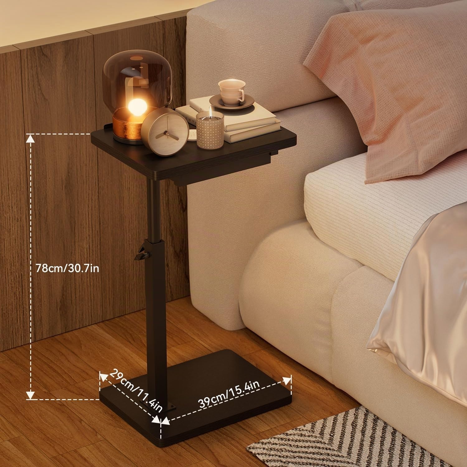 Table d'appoint ergonomique en C - 32% de remise - 39 x 29 x 80 cm