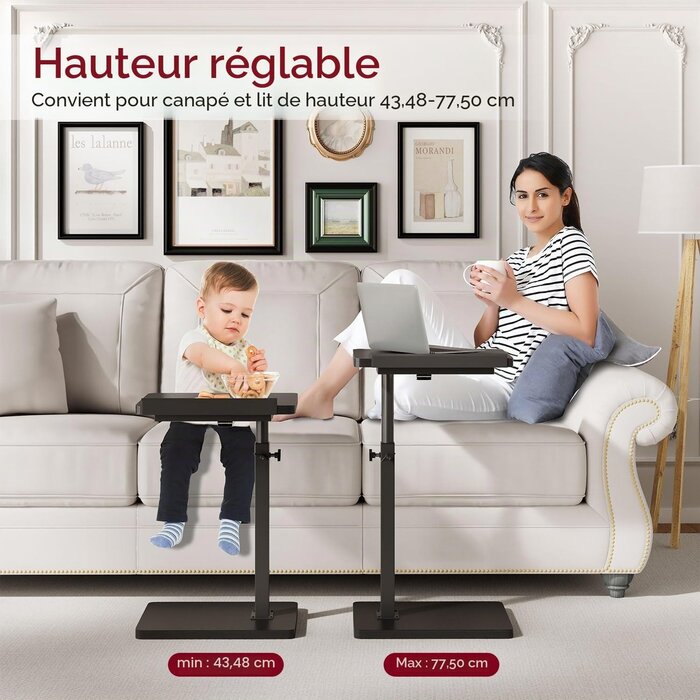 Table d'appoint ergonomique en C - 32% de remise - 39 x 29 x 80 cm