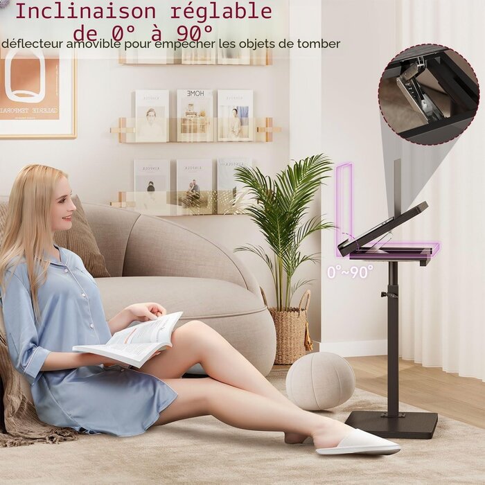 Table d'appoint ergonomique en C - 32% de remise - 39 x 29 x 80 cm