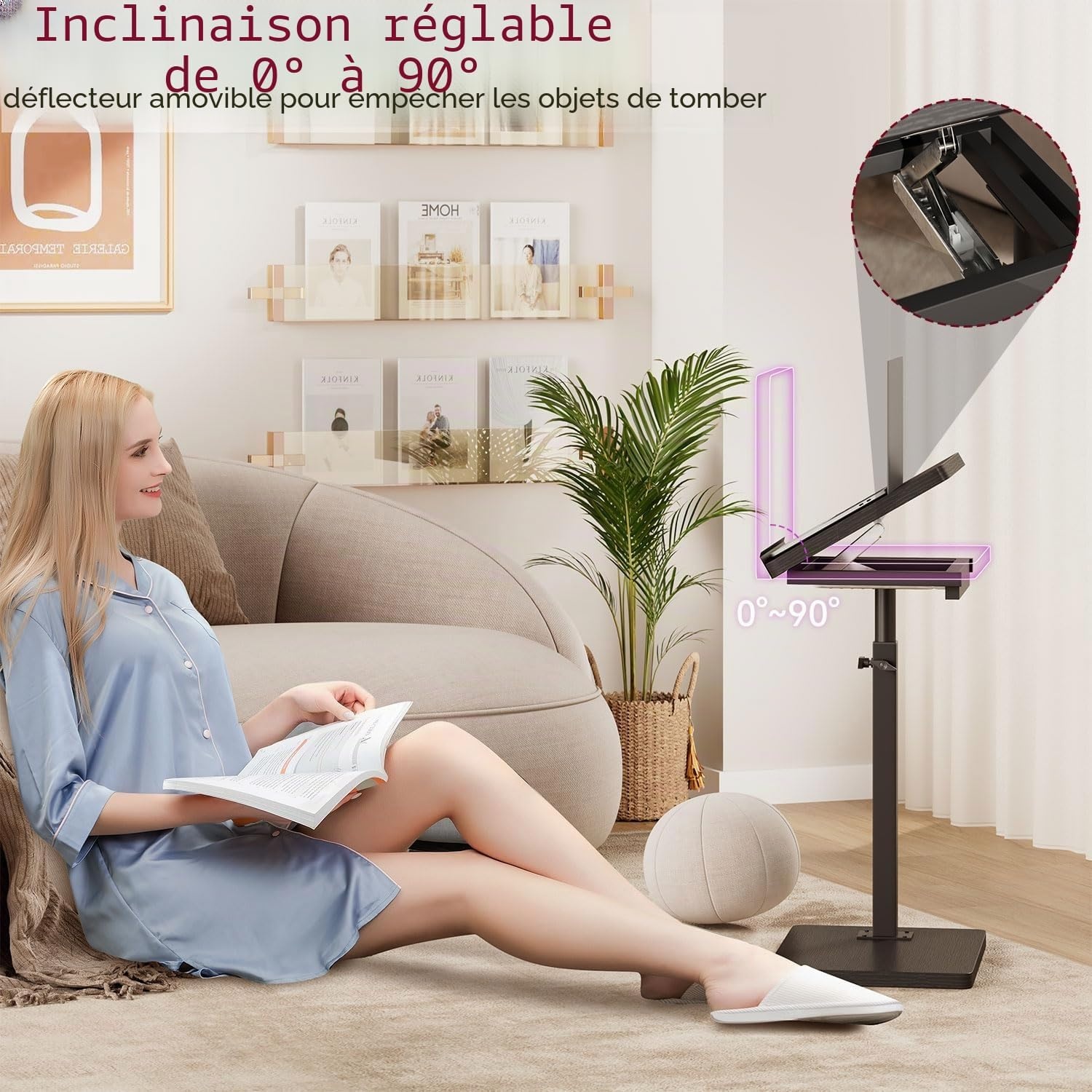 Table d'appoint ergonomique en C - 32% de remise - 39 x 29 x 80 cm