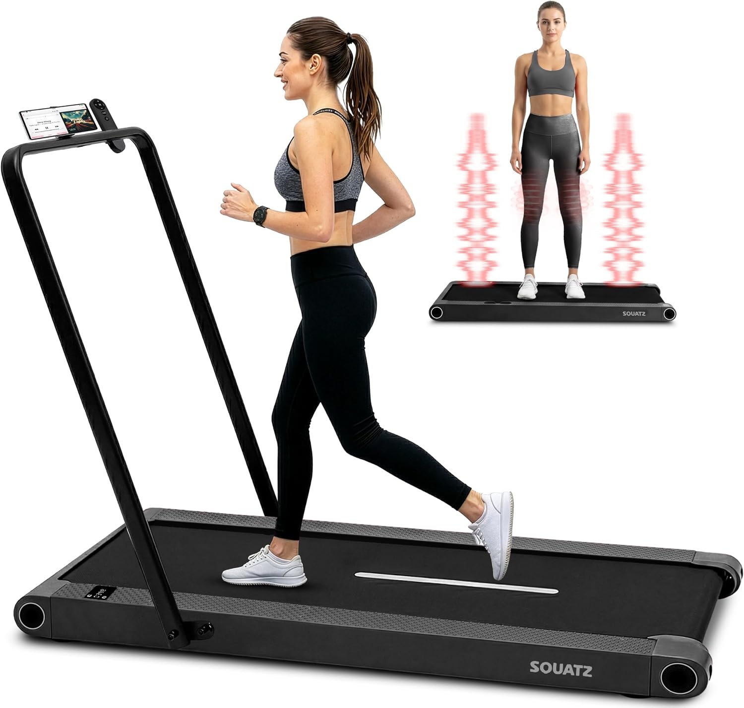 Tapis de marche avec plateforme vibrante - Noir - 35% de remise