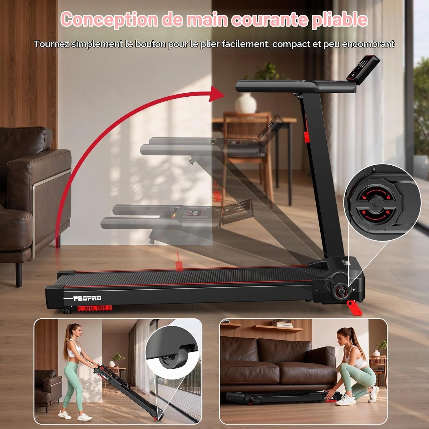 Tapis de course pliable compact 12 km/h - 46% de remise
