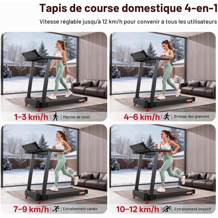 Tapis de course pliable compact 12 km/h - 46% de remise