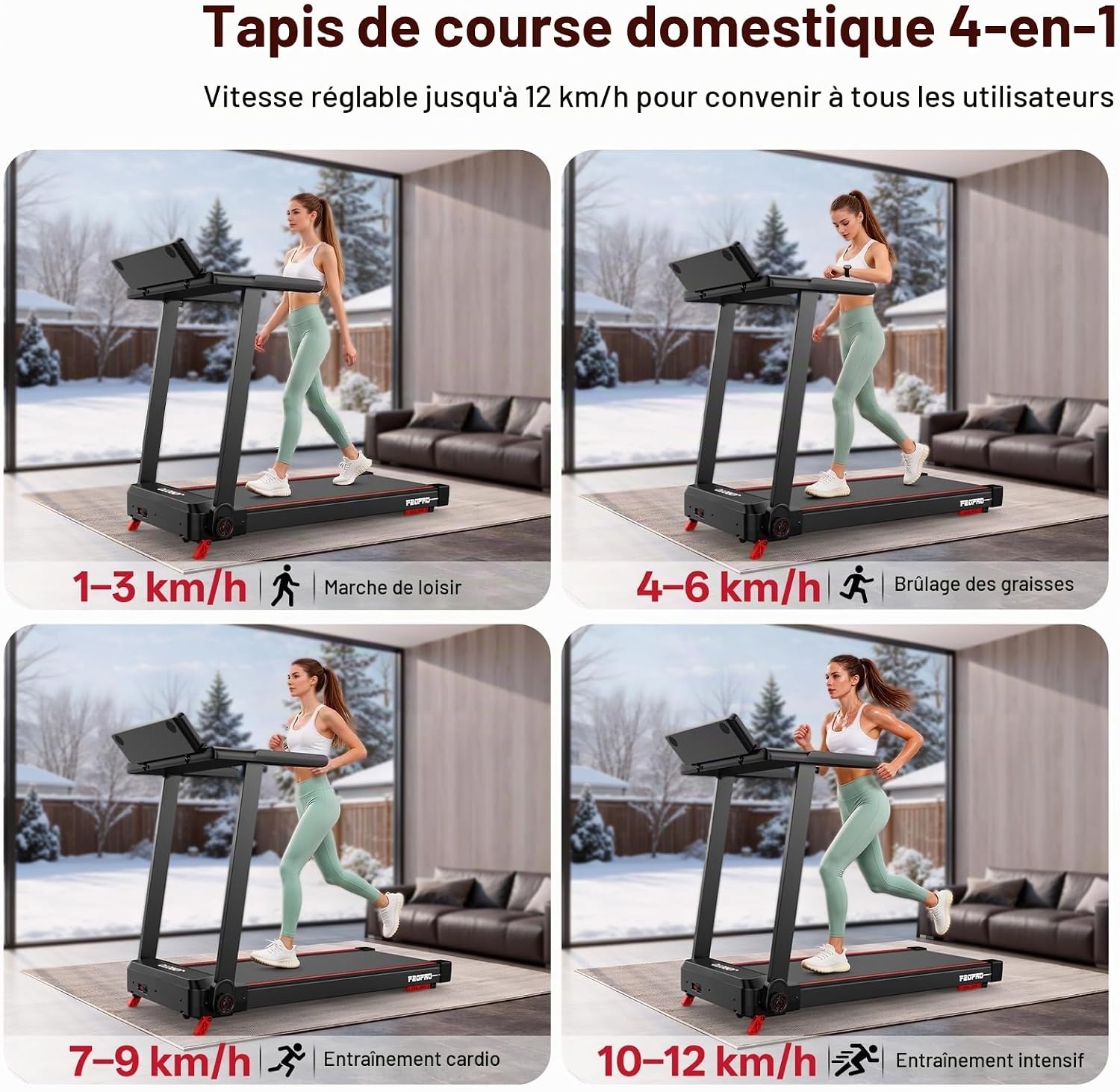 Tapis de course pliable compact 12 km/h - 46% de remise
