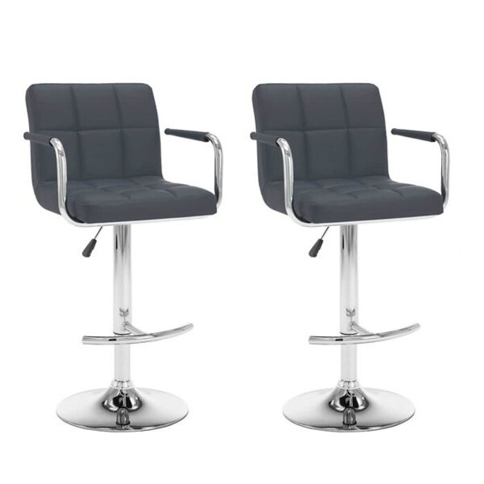 Lot de 2 tabourets de bar gris réglables - 35% de remise