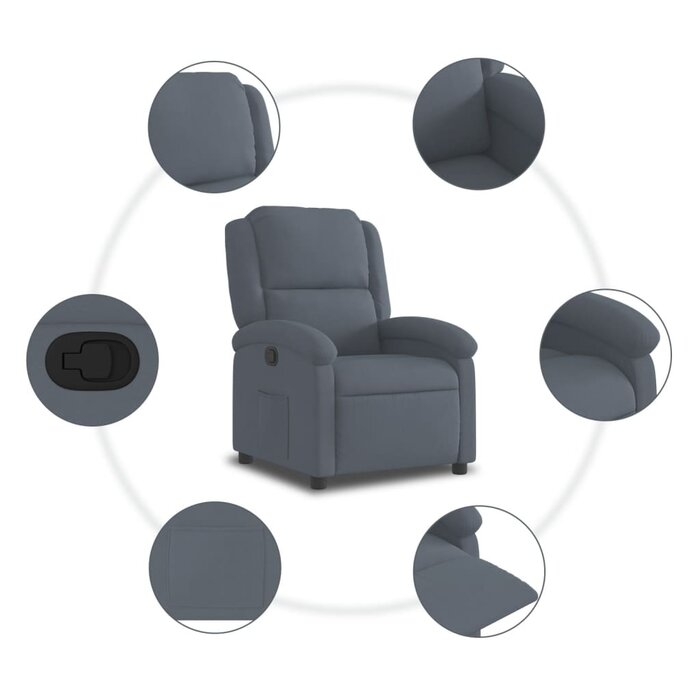 Fauteuil inclinable en velours gris foncé - 33% de remise