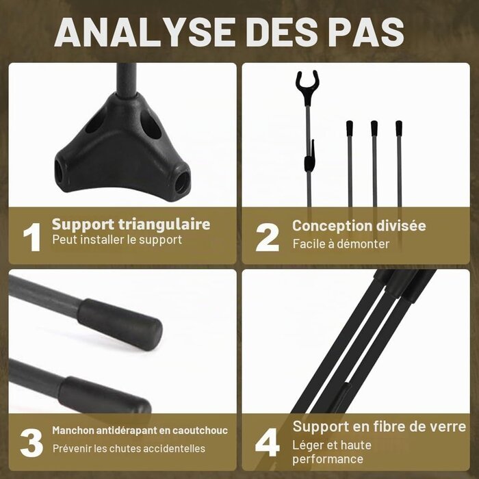 Support d'arc pliable en fibre de verre - Noir - 26% de remise