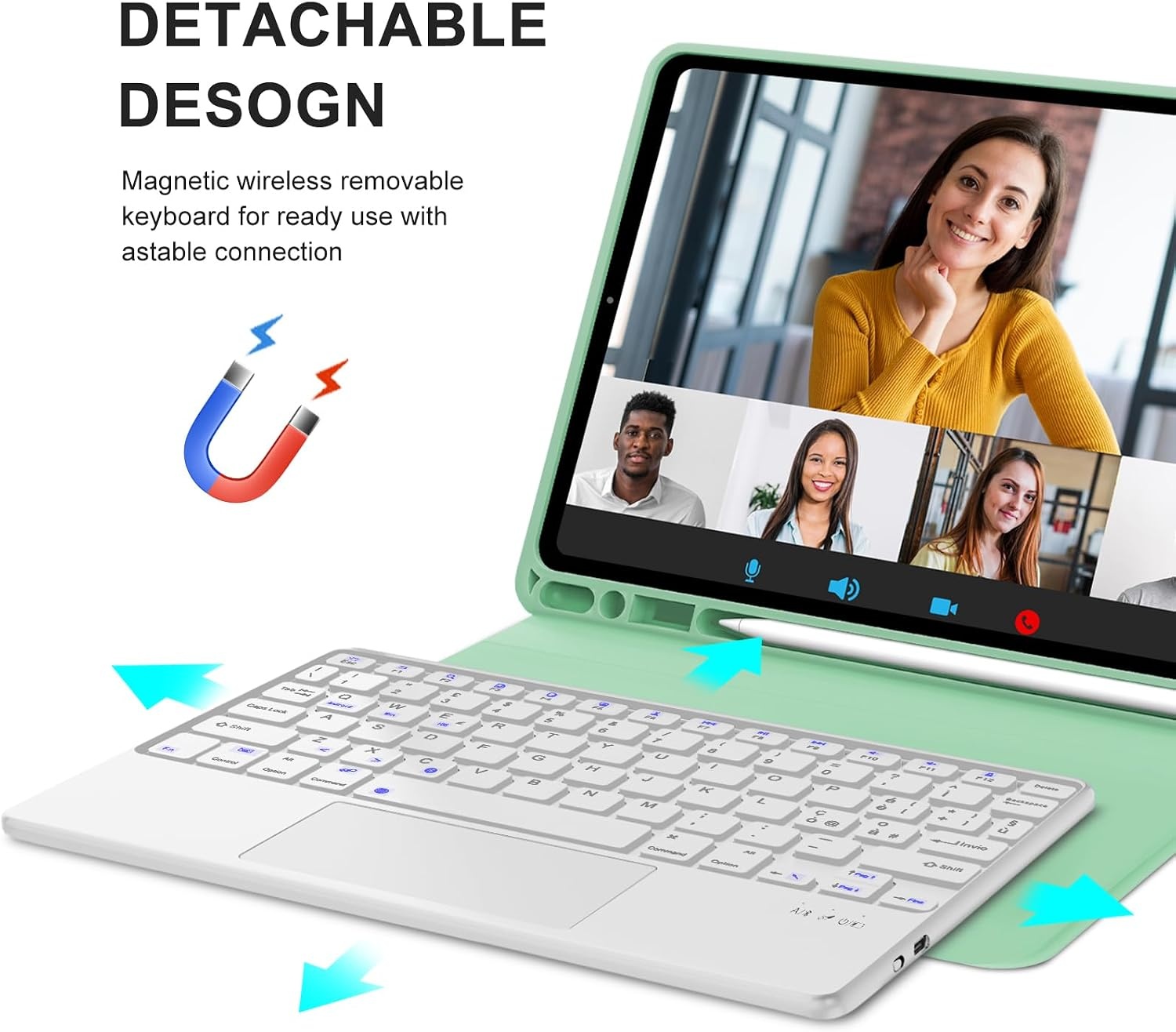 Étui clavier pour iPad Air 11" - Vert - QWERTY - Bluetooth - 32% de remise