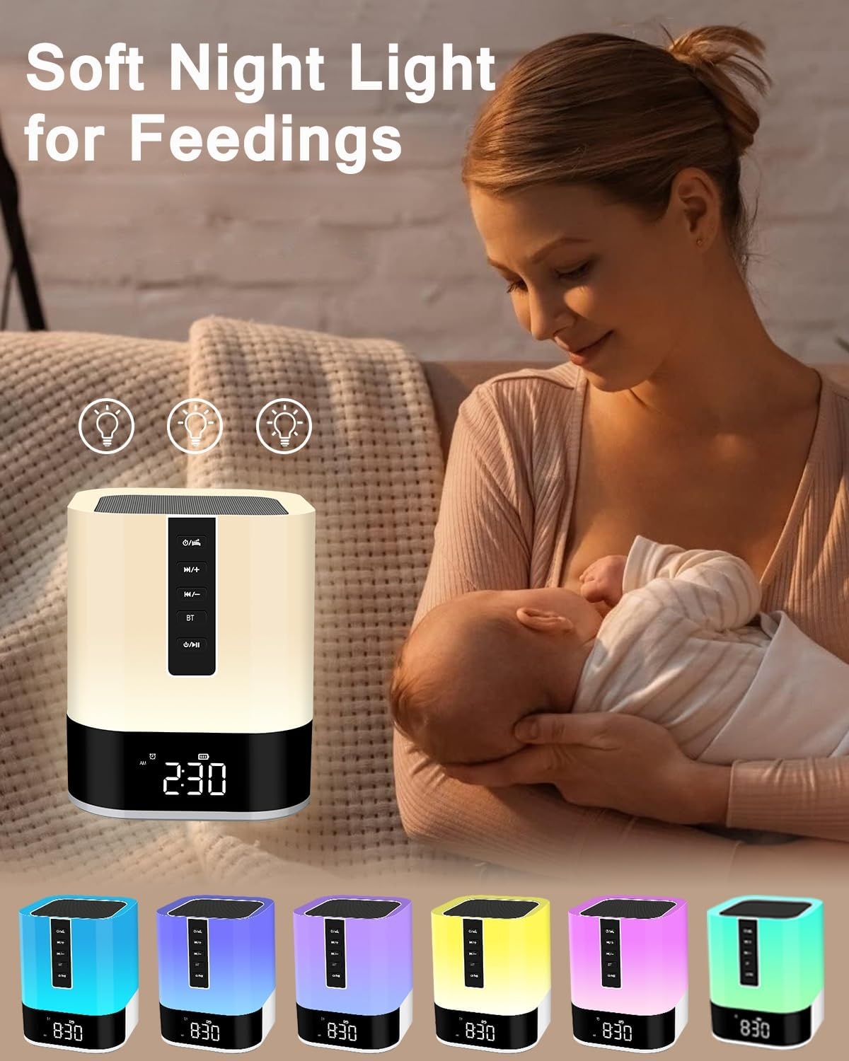 Réveil Enfant Bluetooth avec Veilleuse et Bruits Blancs - 28% de remise