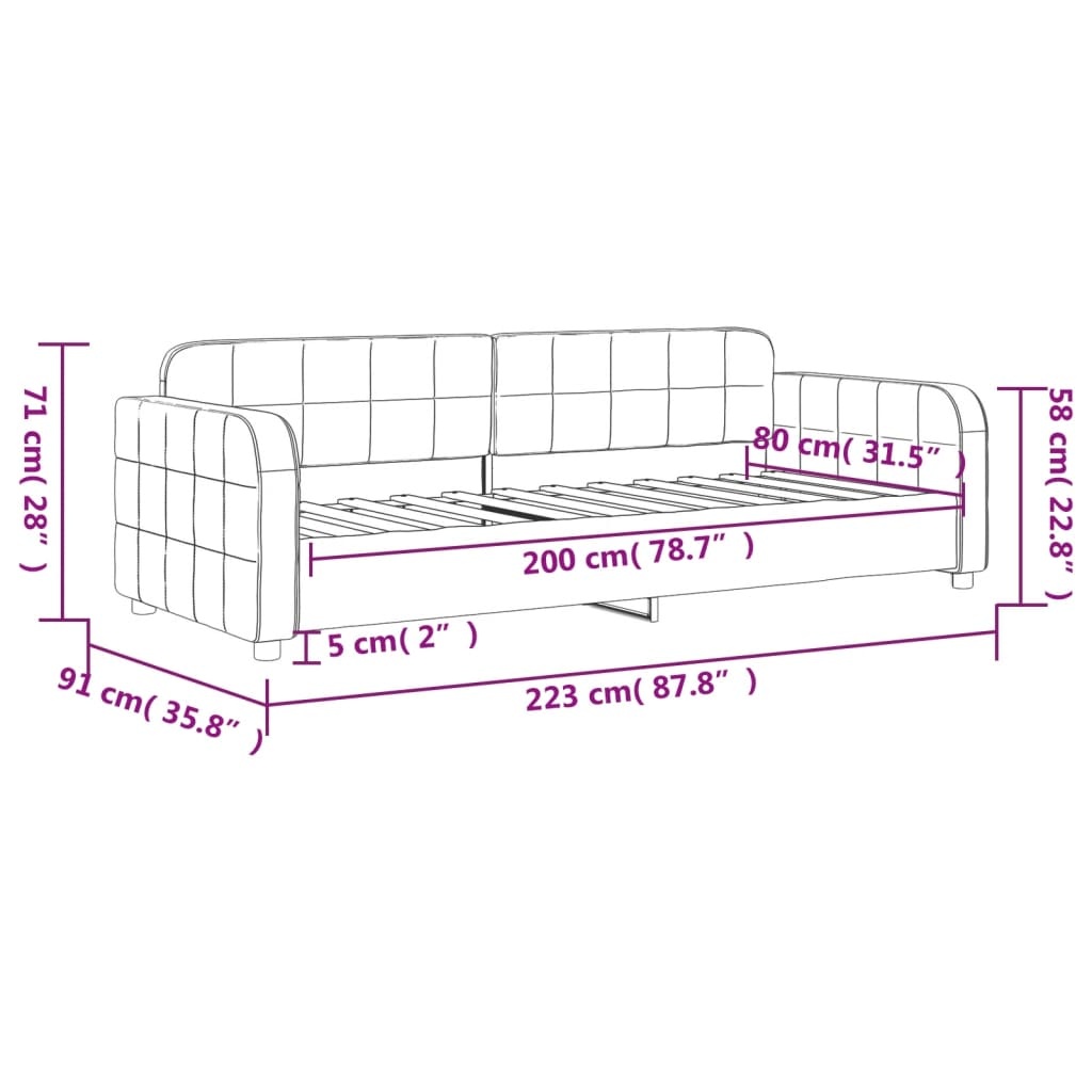 Vidaxl Canapé-lit 80x200 cm velours noir - 35% de remise