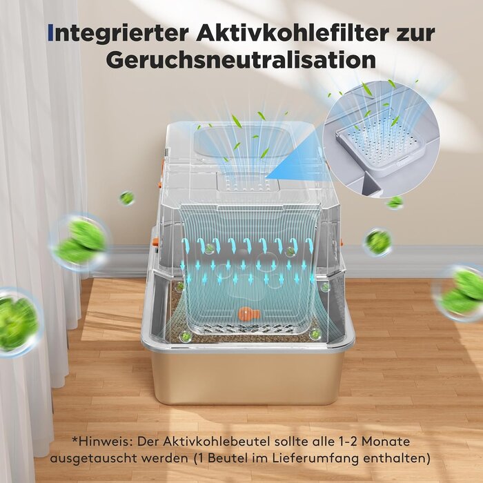 Bac à litière fermé XL en inox - Gris foncé - 34% de remise