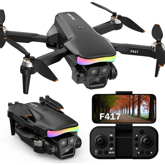 Drone HD 1080P avec caméra réglable et LED RGB - Noir - 33% de remise