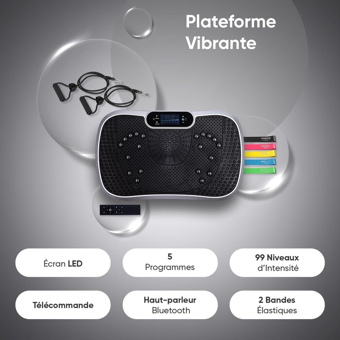 Plateforme vibrante fitness et 5 bandes résistance - 34% de remise