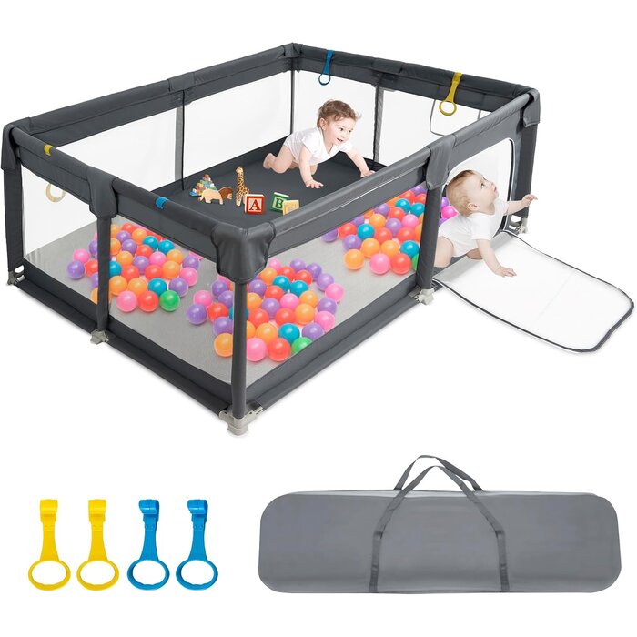 Grand parc pour bébé 150x150 cm - Gris et Noir - 34% de remise