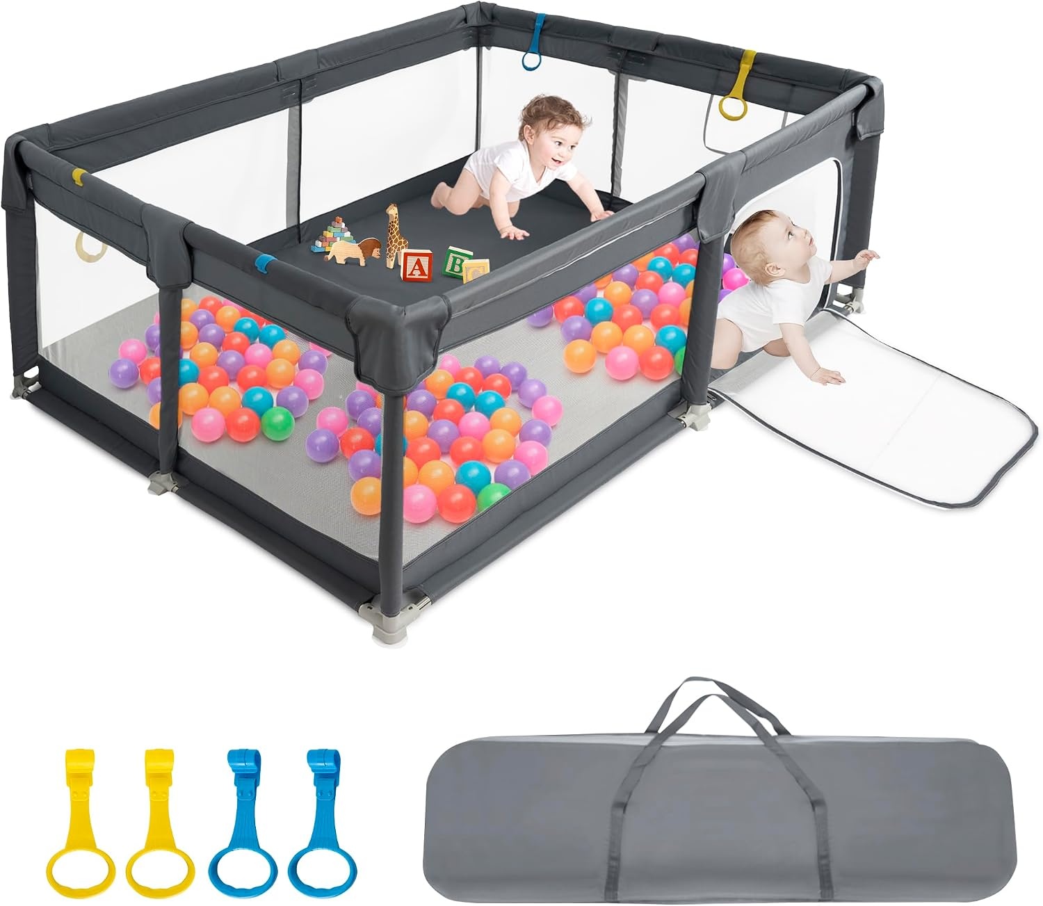 Grand parc pour bébé 150x150 cm - Gris et Noir - 34% de remise