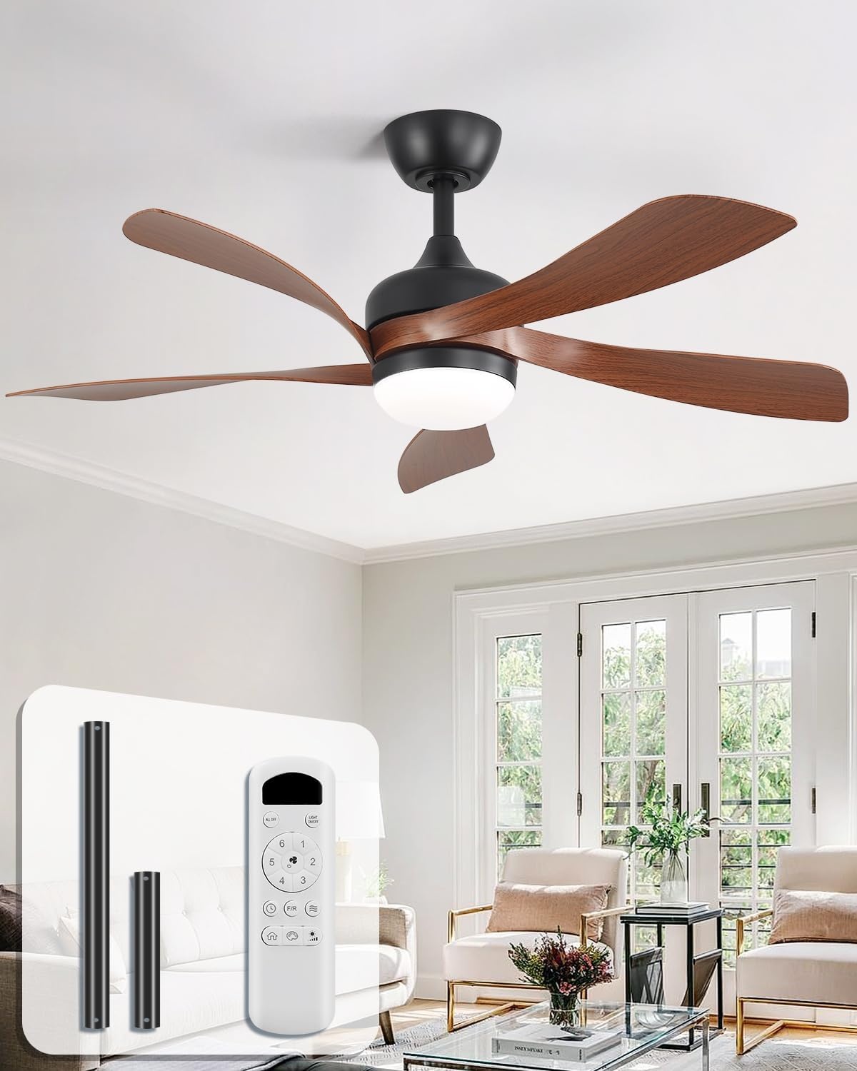 Ventilateur de plafond LED 132 cm bois clair - 35% de remise