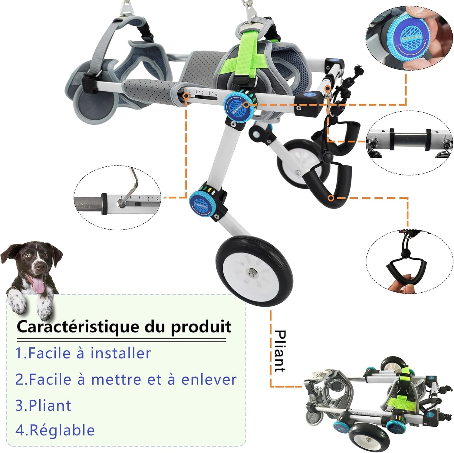 Fauteuil roulant pour chien XS - Pliable - 58% de remise