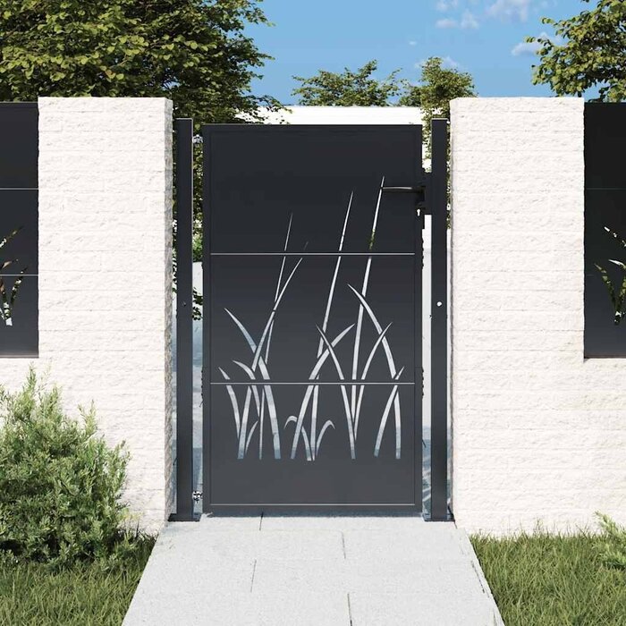 Vidaxl Portail de jardin 105x130 cm motif herbe anthracite - 35% de remise